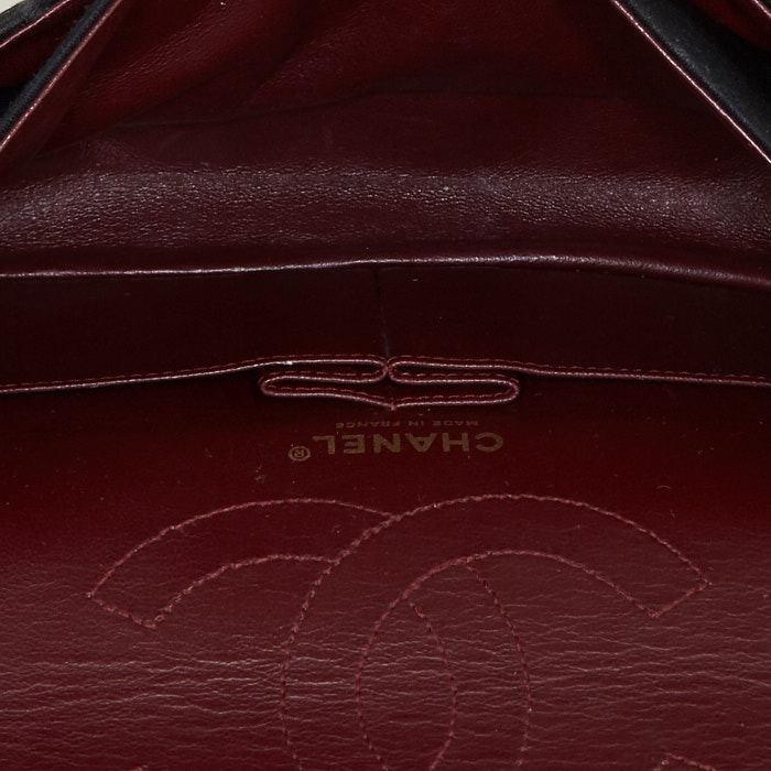 Borsa a tracolla Chanel 2.55 in tela nera con decorazione a piume - Detail D3