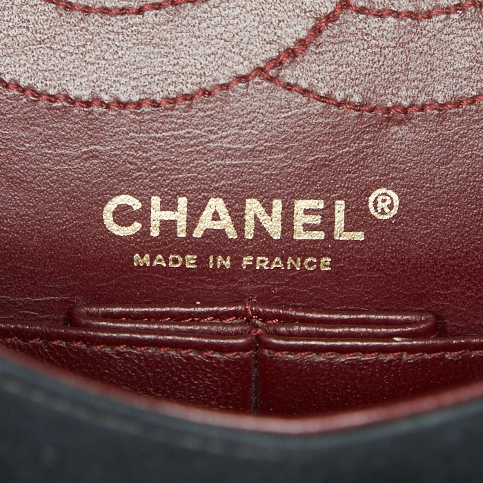Chanel 2.55 shoulder bag in black canvas - Detail D4