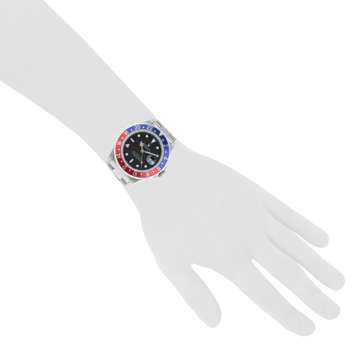 Rolex GMT-Master II watch in stainless steel Ref:  16710 Circa  1994 - Detail D1