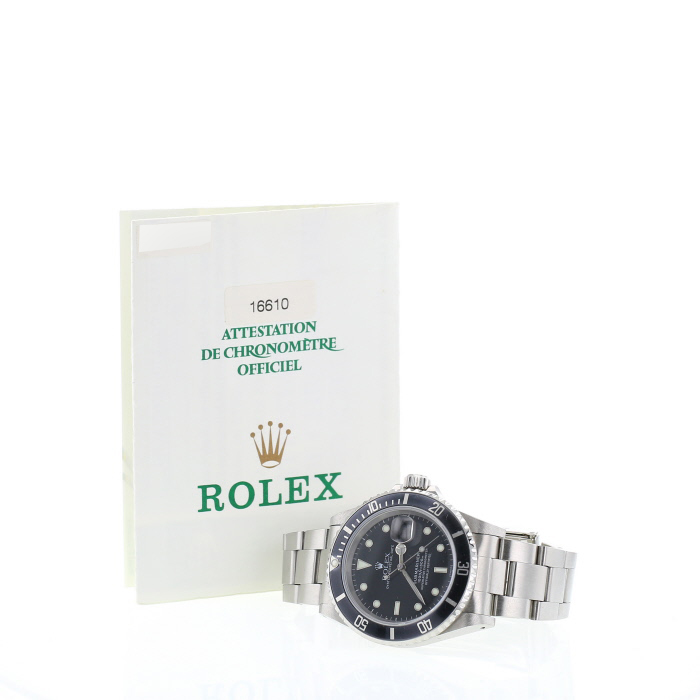 Montre Rolex Submariner Date en acier Ref: Rolex - 16610  Vers 1998