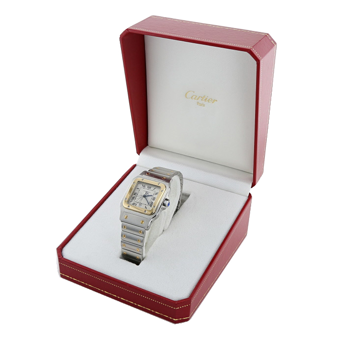 Cartier Santos Galbée watch in gold and stainless steel Circa  1990 - Detail D2