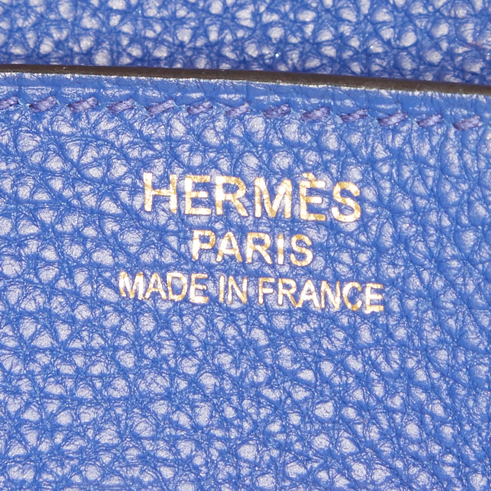 Sac à main Hermes Birkin 35 cm en cuir togo bleu Royal - Detail D3
