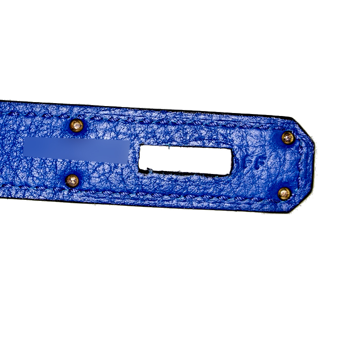 Hermes Birkin 35 cm handbag in blue Royal togo leather - Detail D4