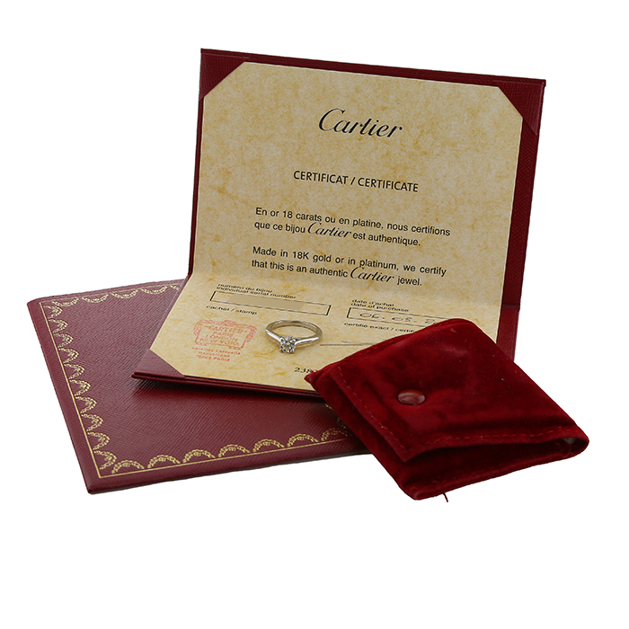 Cartier 1895 solitaire ring in platinium and diamond - Detail D2