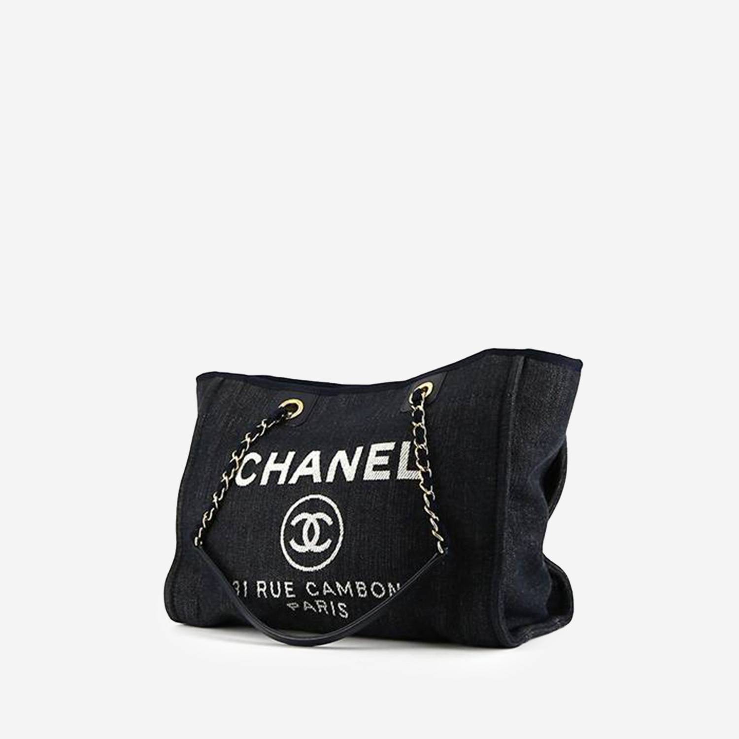 Chanel  Deauville shopping bag  in navy blue canvas