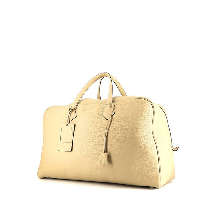 Hermès Victoria Travel Bag in Beige Leather Taurillon Clémence