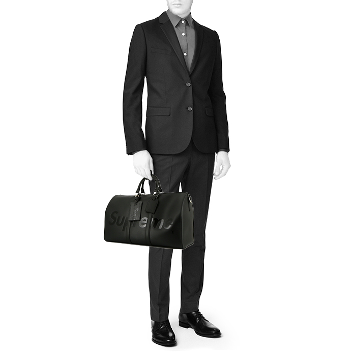 Borsa weekend Louis Vuitton Keepall Editions Limitées in pelle Epi nera - Detail D1
