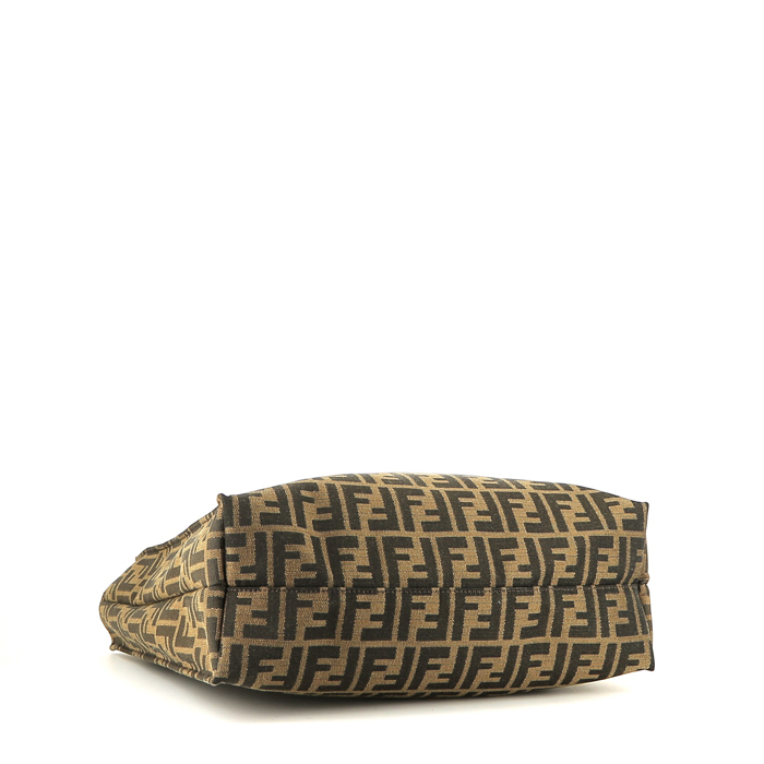 Fendi Zucca shopping bag  in brown and black bicolor  monogram canvas - Detail D4