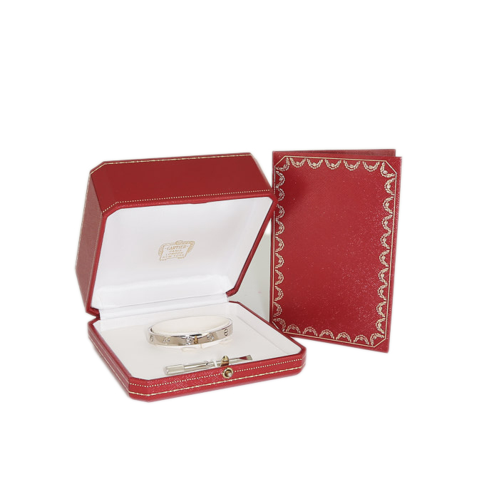 Bracelet Cartier Love en or blanc, taille 16 - Detail D2