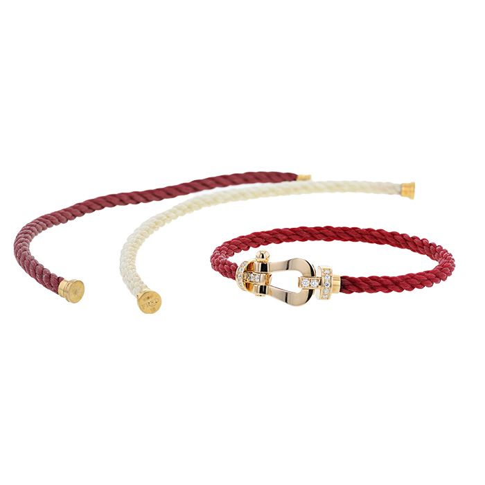 Fred Force 10 large model bracelet in pink gold,  diamonds and stainless steel - Detail D2