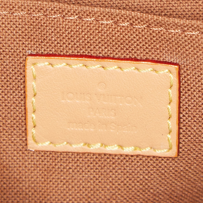 Louis Vuitton Sac Plat small model shoulder bag in brown monogram canvas and natural leather - Detail D4