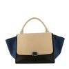 Celine Trapeze medium model  handbag  in black and beige leather  and blue suede - 360 thumbnail