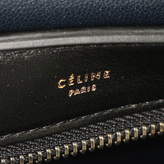Celine Trapeze medium model  handbag  in black and beige leather  and blue suede - Detail D4