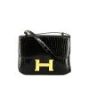 hermes monaco handbag in brown box leather Hermes Constance en crocodile porosus noir - 360 thumbnail