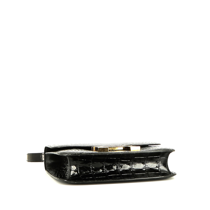 Hermes Constance handbag in black porosus crocodile - Detail D5