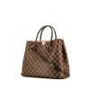 Shopping bag Louis Vuitton Kensington in tela a scacchi marrone e pelle marrone - 00pp thumbnail