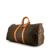 Sac de voyage Louis Vuitton Keepall 55 cm en toile monogram marron et cuir naturel - 00pp thumbnail