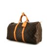 Borsa da viaggio Louis Vuitton Keepall 50 cm in tela monogram marrone e pelle naturale - 00pp thumbnail