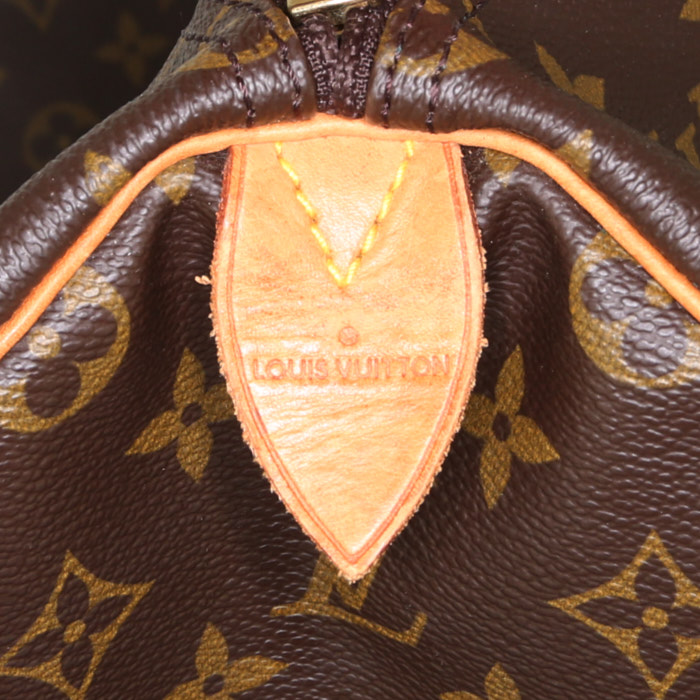 Louis Vuitton Keepall 50 cm travel bag in brown monogram canvas and natural leather - Detail D3