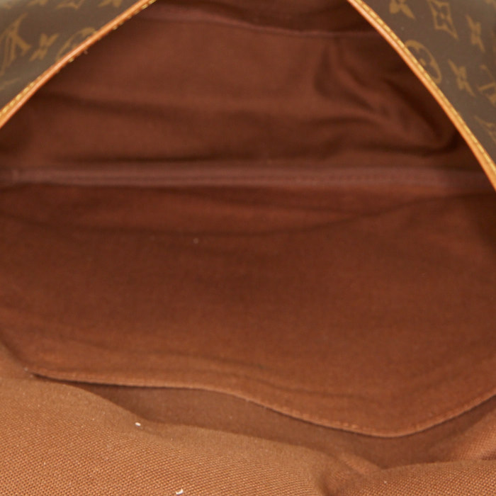 Bolso bandolera Louis Vuitton Saumur modelo mediano en lona Monogram revestida marrón y cuero natural - Detail D2