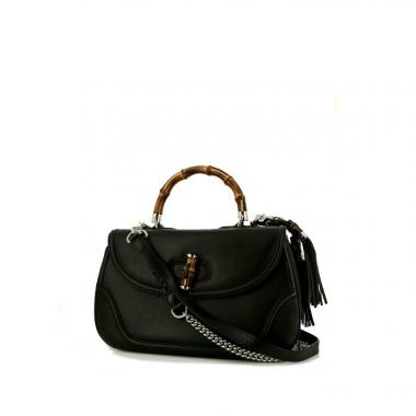 Bolso de mano Gucci  Bamboo en cuero negro y bambú