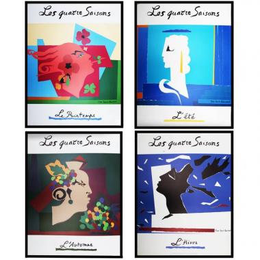 Yves Saint Laurent, "Les quatre Saisons", suite de quatre affiches originales réalisées à l'occasion de l'exposition "Yves Saint Laurent : 25 years of Design", au MET de New York, 1983