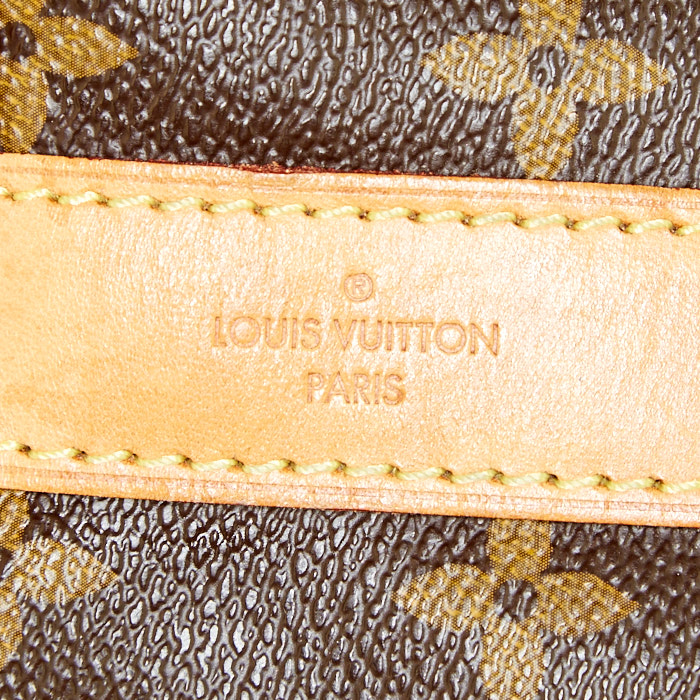 Louis Vuitton Keepall 50 cm travel bag in brown monogram canvas and natural leather - Detail D3