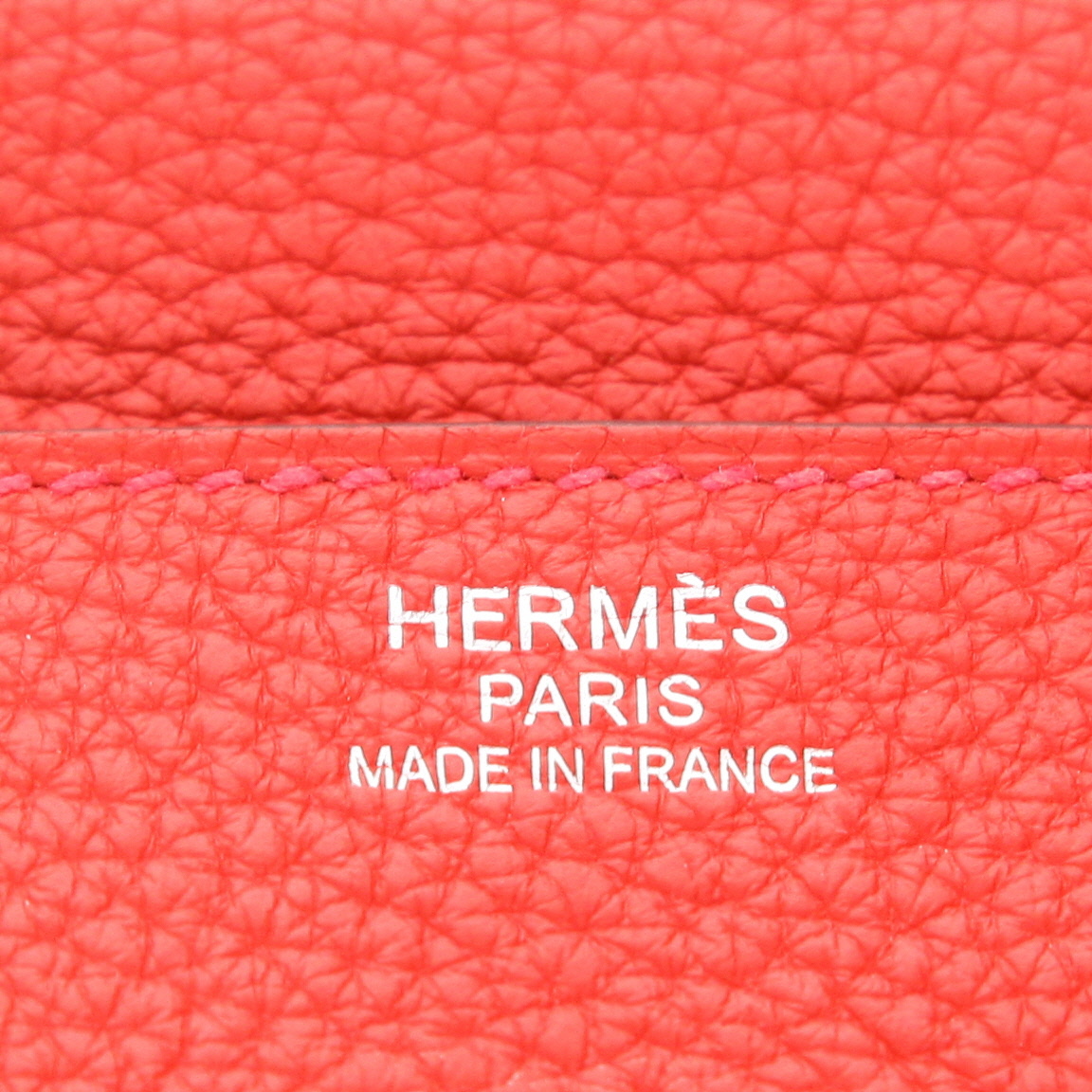 Bolso de mano Hermès  Birkin 35 cm en cuero togo rojo - Detail D2