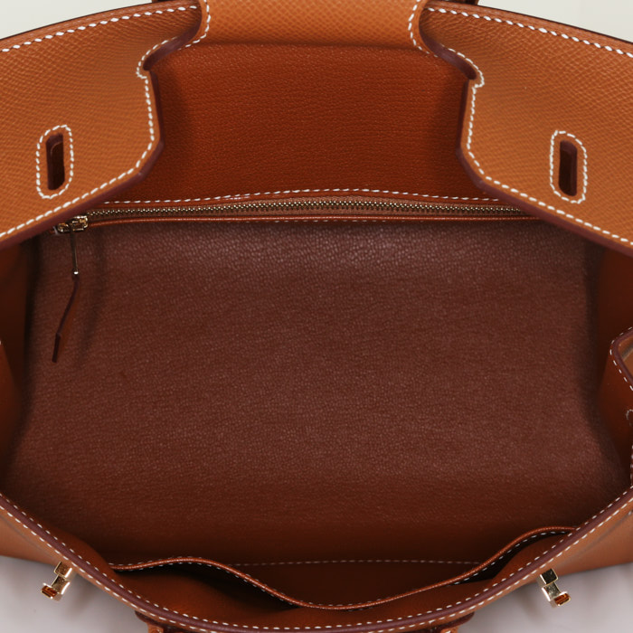 Borsa Hermes Birkin 25 cm in pelle Epsom gold - Detail D2