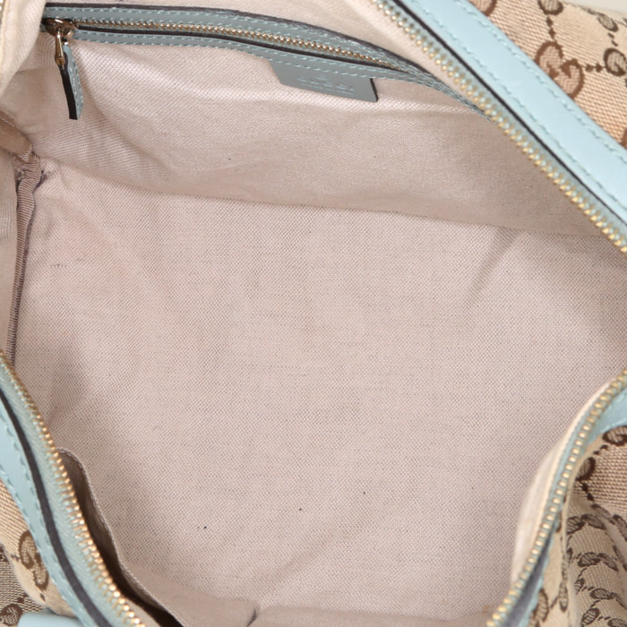 Bolso bandolera Gucci Hobbo en tejido "sûpreme GG" beige y cuero azul - Detail D3