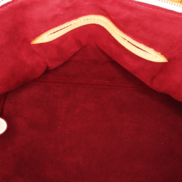 Borsa Louis Vuitton Alma in tela monogram cerata multicolore e bianca con borchie e pelle naturale - Detail D2