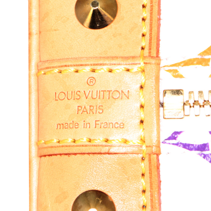 Bolso de mano Louis Vuitton Alma en lona Monogram revestida multicolor y blanca y cuero natural - Detail D3