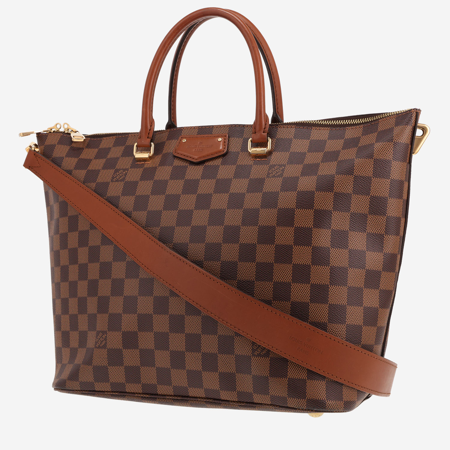 Louis Vuitton Belmont shopping bag in ebene damier canvas and brown leather