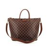 Louis Vuitton  Belmont shopping bag  in ebene damier canvas  and brown leather - 360 thumbnail