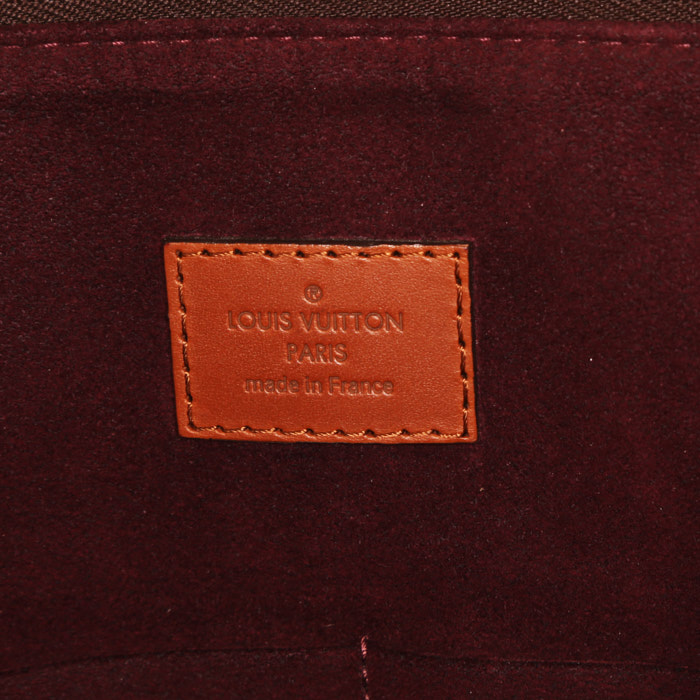 Shopping bag Louis Vuitton  Belmont in tela a scacchi ebana e pelle marrone - Detail D4