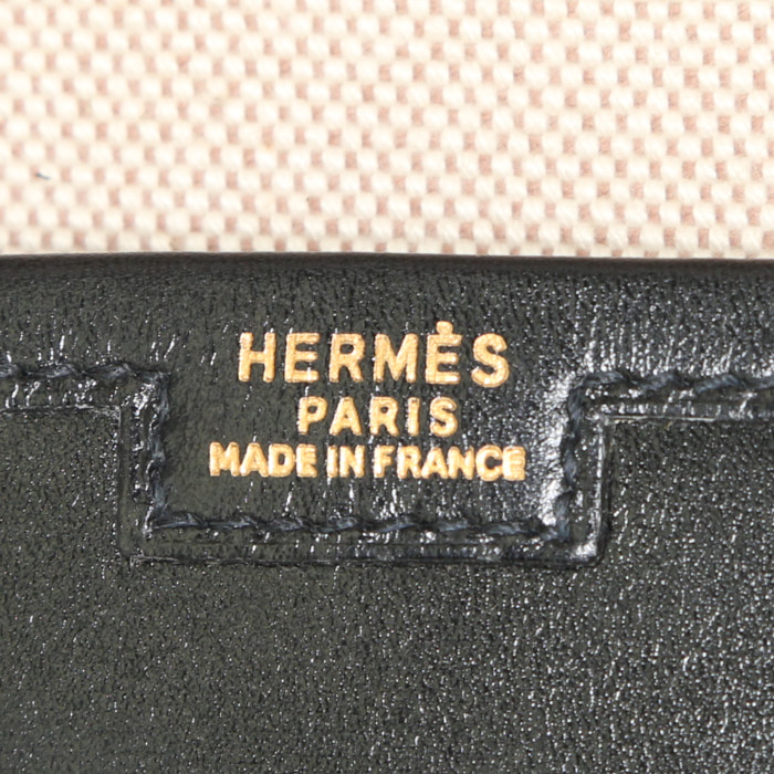 Pochette Hermes Jige en cuir box noir - Detail D3