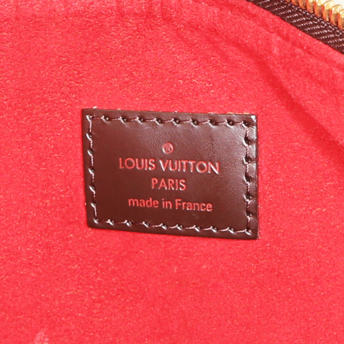 Sac à main Louis Vuitton Evora en toile damier ébène et cuir marron - Detail D4