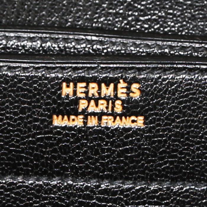Hermès Sac à dépêches briefcase  in black grained leather - Detail D3