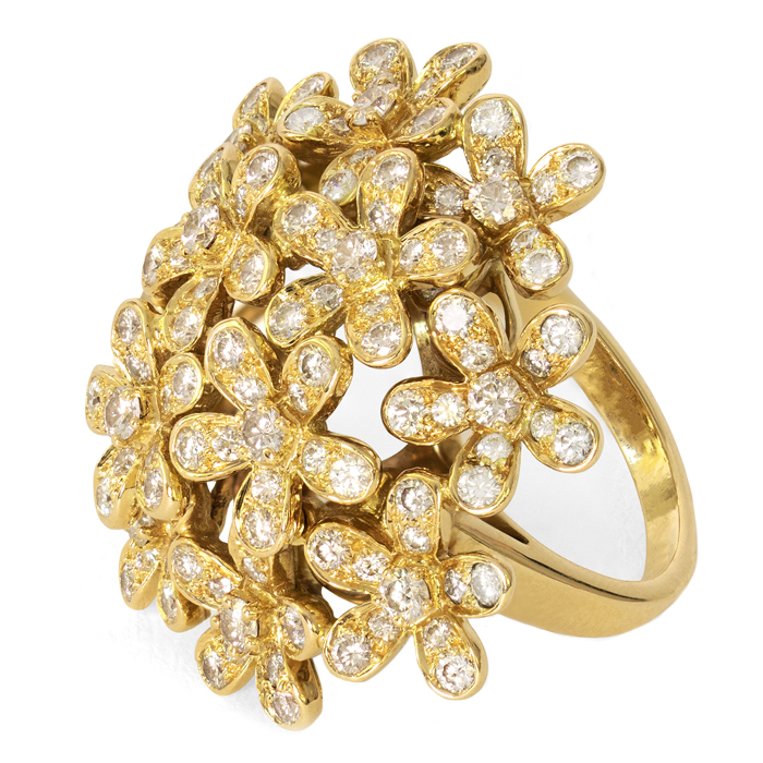 Anello Van Cleef & Arpels Socrate Bouquet,  oro giallo e diamanti - Detail D1