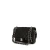 Chanel shoulder bag in black quilted leather and black patent leather - 00pp thumbnail