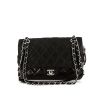 Chanel shoulder bag in black quilted leather and black patent leather - 360 thumbnail