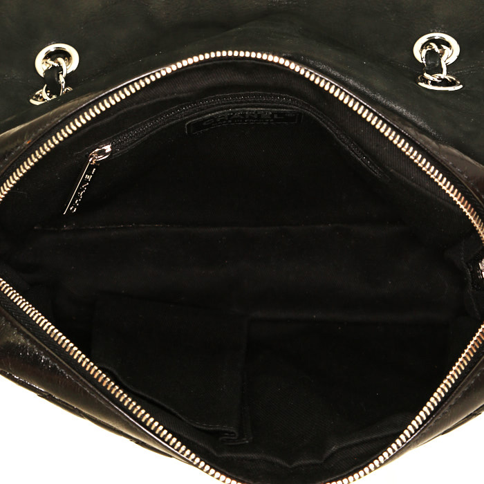 Pochette Bandoulière Barret En Cuir Verni Noir - Italie - Fait Main - Très Bon État