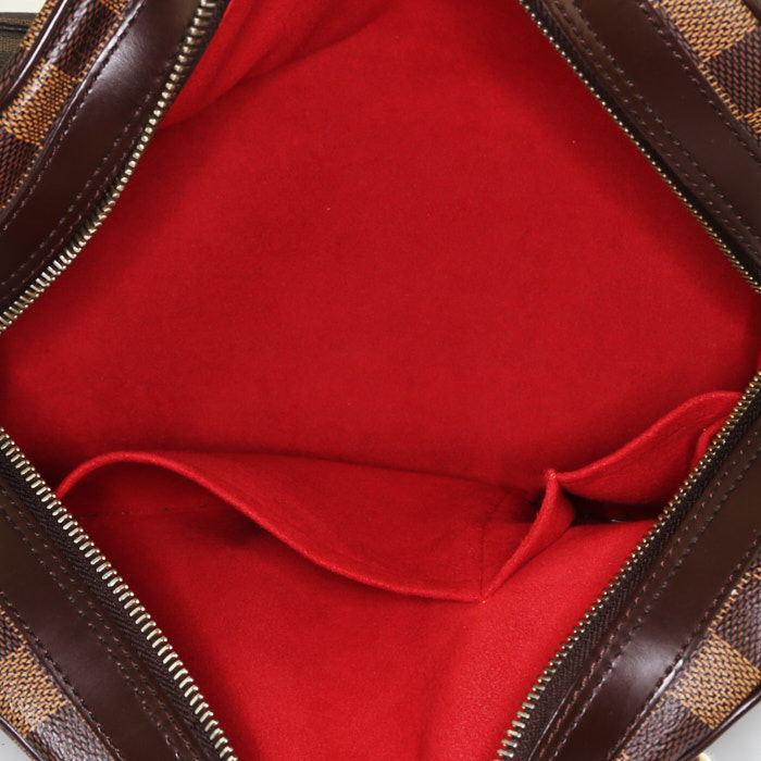 Louis Vuitton Duomo handbag in ebene damier canvas and brown leather - Detail D2