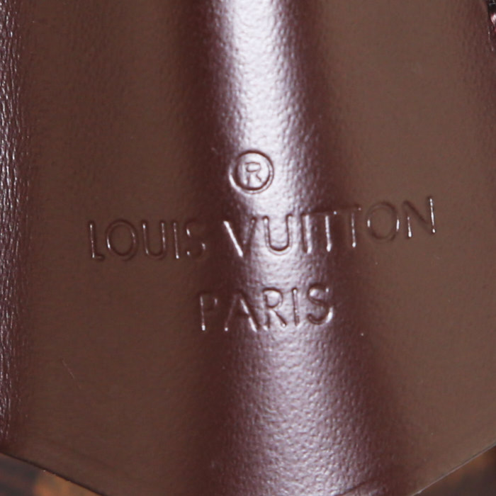 Bolso de mano Louis Vuitton Duomo en lona a cuadros revestida ébano y cuero marrón - Detail D3
