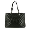 Chanel Shopping GST shopping bag in black quilted grained leather - 360 thumbnail