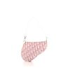 Pochette Dior Saddle in tessuto a monogramma Oblique rosa e pelle bianca - 00pp thumbnail