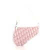 Pochette Dior Saddle in tessuto a monogramma Oblique rosa e pelle bianca - 360 thumbnail