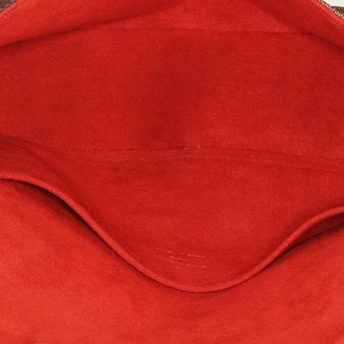 Borsa Louis Vuitton Baguette in tela a scacchi ebana e pelle marrone - Detail D2