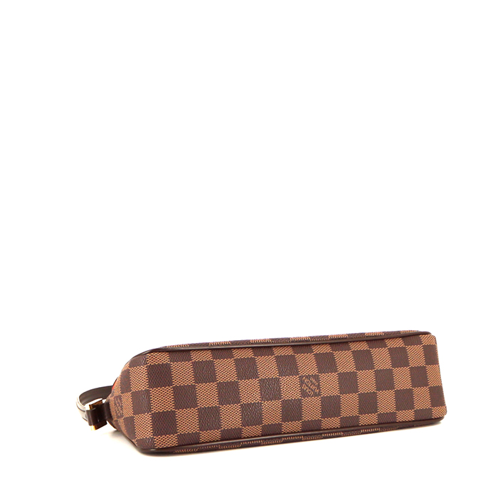 Louis Vuitton Baguette handbag in ebene damier canvas and brown leather - Detail D4