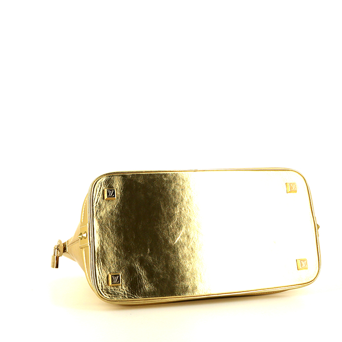 Bolso de mano Louis Vuitton Lockit  modelo grande en cuero suhali dorado - Detail D4